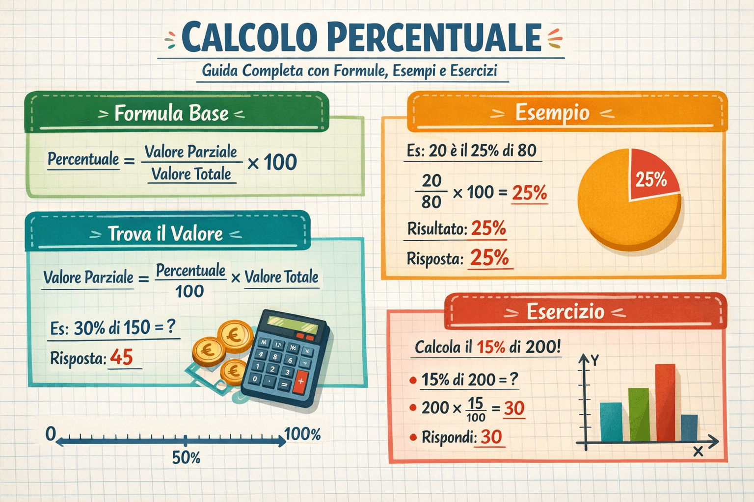 Calcolo Percentuale: Guida Completa con Formule ed Esempi